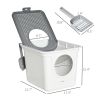 Covered Cat Litter Box, Easy Cleaning Kitty Litter Box with Front Entrance, Top Exit, Scoop, for Odor Control, White