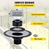 Shower Curb Kit, 48"x48" Watertight Shower Curb Overlay with 4" ABS Central Bonding Flange, 4" Stainless Steel Grate